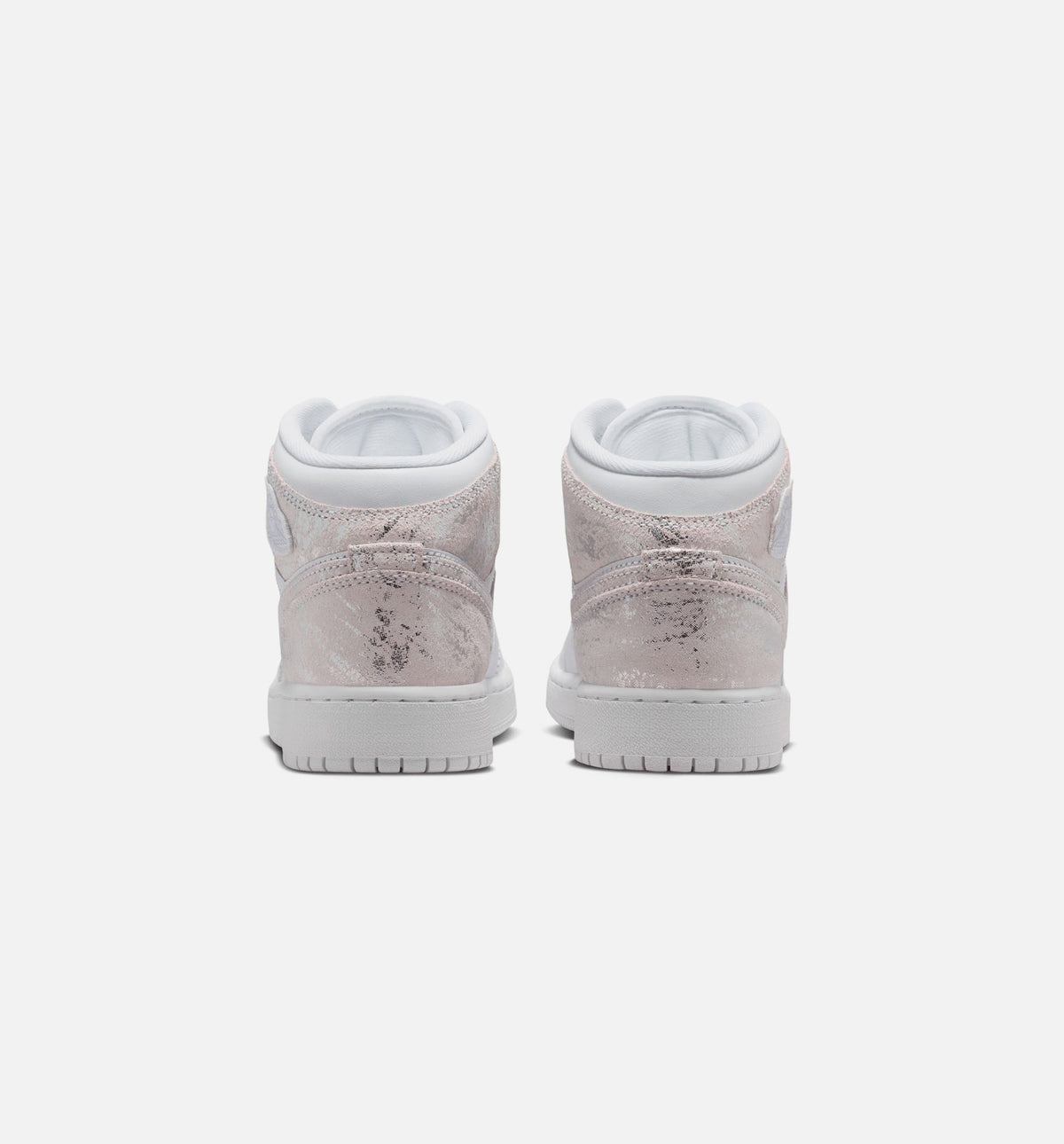 Air Jordan 1 Mid SE Grade School Lifestyle Shoes - White Field Silver