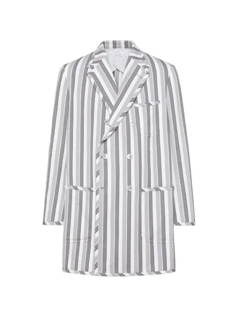 Thom Browne repp stripe seersucker oversized sportcoat