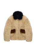 Marni cream shearling-jacket with colour-block details