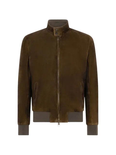Boglioli zip-fastening suede bomber jacket