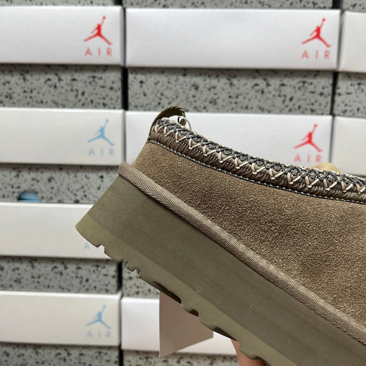 UGG Tazz Platform Slipper – Women’s Suede Clog with Multi-Tone Braided Collar in Olive