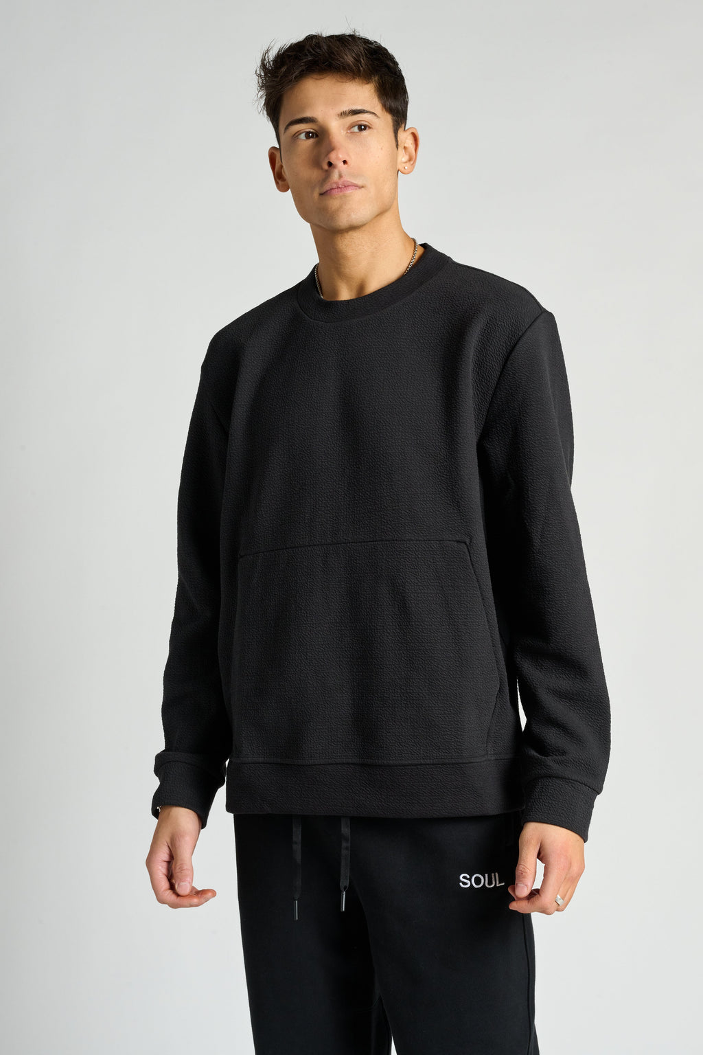 Textured Spacer Crewneck Pullover