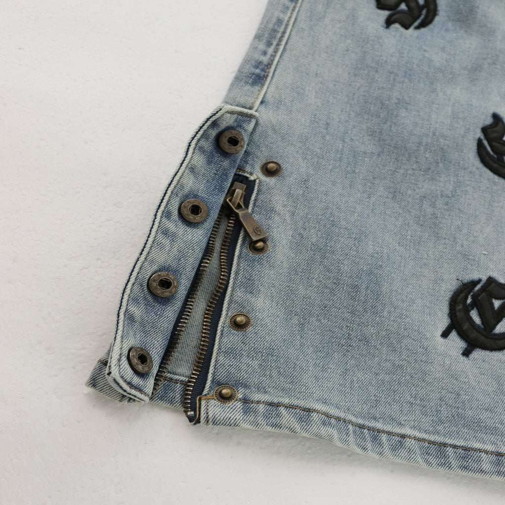 Godspeed Embroidered Washed Flared Jeans