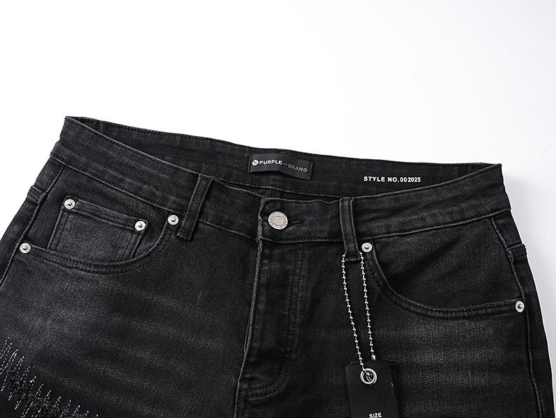 Purple Brand Black Distressed Flared Jeans