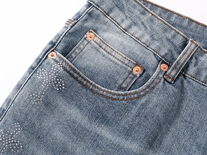 Purple Brand Light Blue Rhinestone Flared Jeans