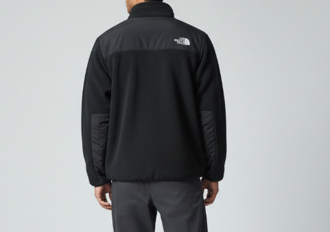 The North Face Black Panelled Stand-Collar Fleece Jacket