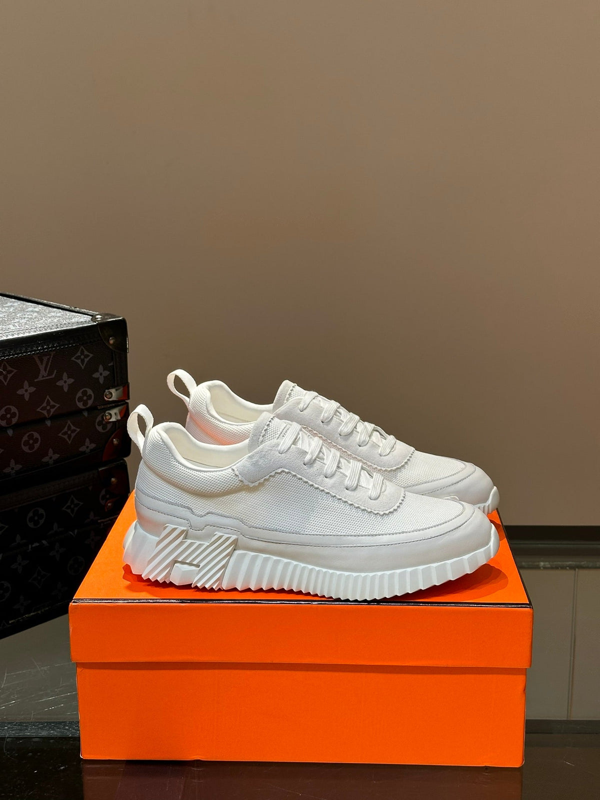 Hermès Bouncing Calfskin Mesh Sneakers