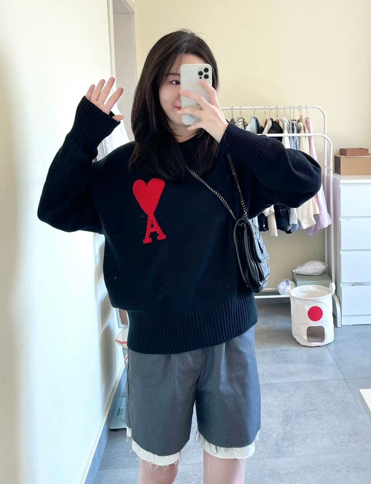 AMI Paris Heart Letter Knitted Sweater
