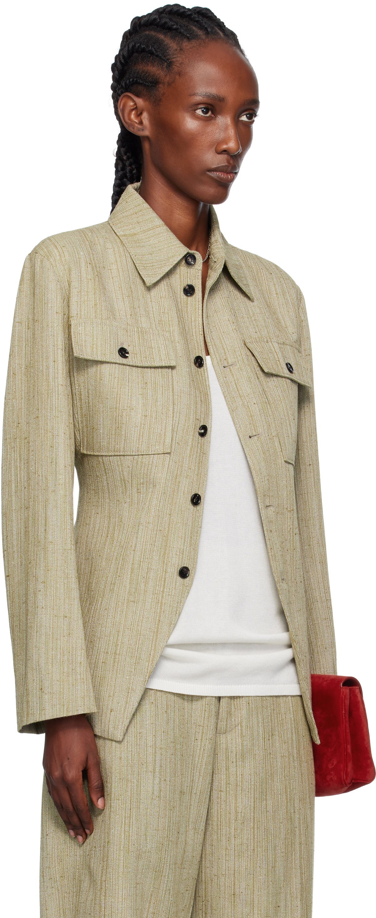 Bottega Veneta Silk Shirt Jacket - Navy