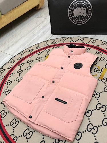 Canada Goose Pink Quilted Puffer Vest with Stand Collar