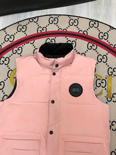 Canada Goose Pink Quilted Puffer Vest with Stand Collar