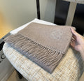 Loewe Taupe Gray Fringed Scarf