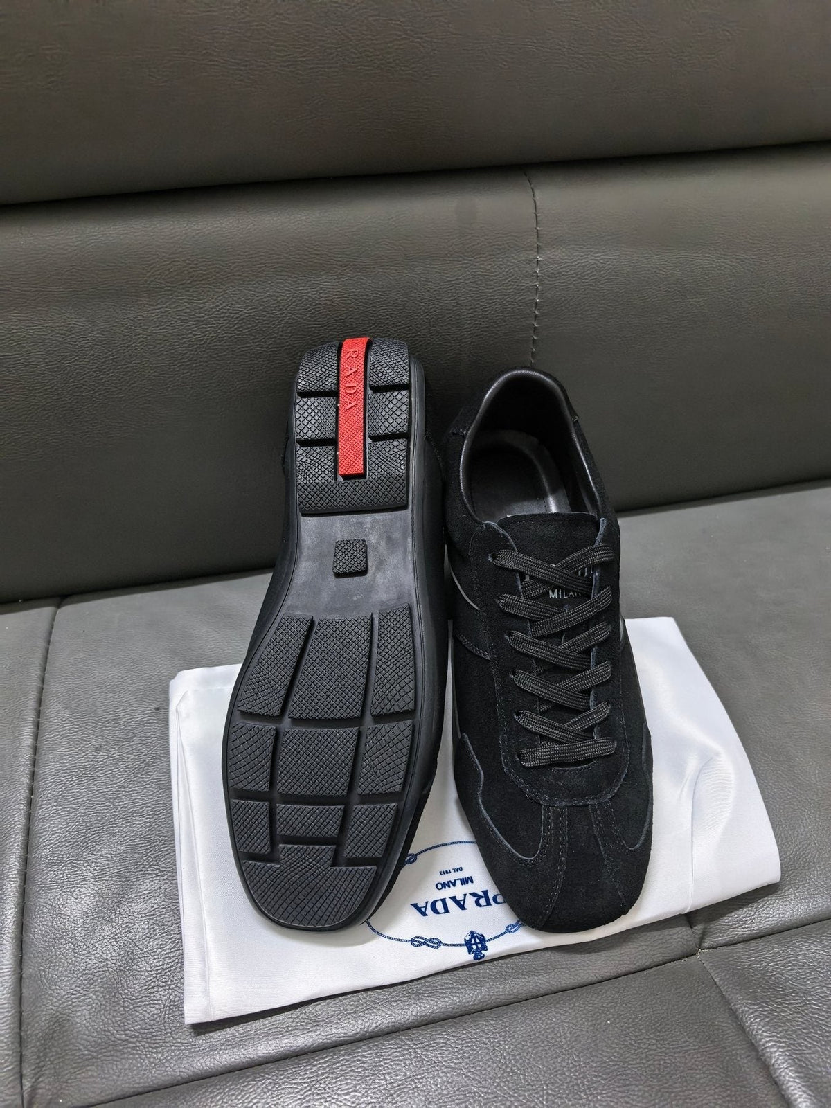 Prada Men's Black Low-Top Sneakers - Black Tonal Upper And Laces