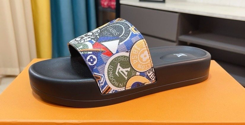 Louis Vuitton Men's Multicolor Graphic Strap Slide Sandals