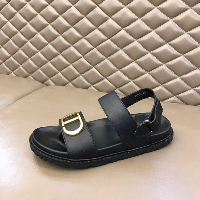 Dior Men's Black Gold-Tone Hardware Sandals