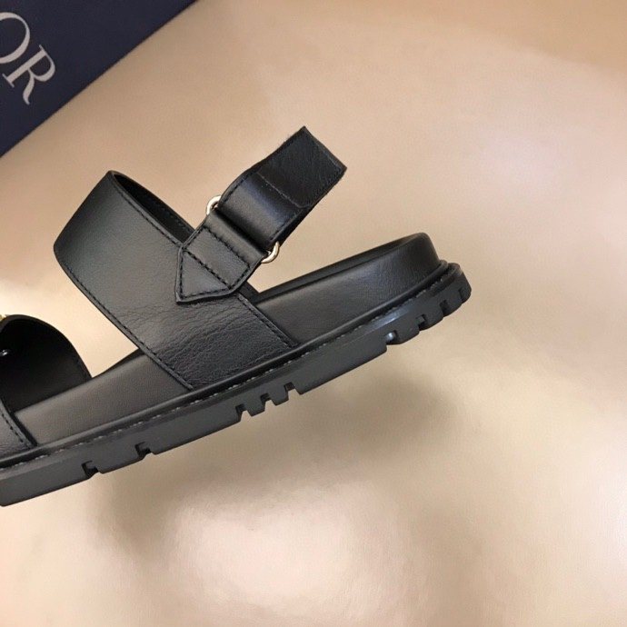 Dior Men's Black Gold-Tone Hardware Sandals