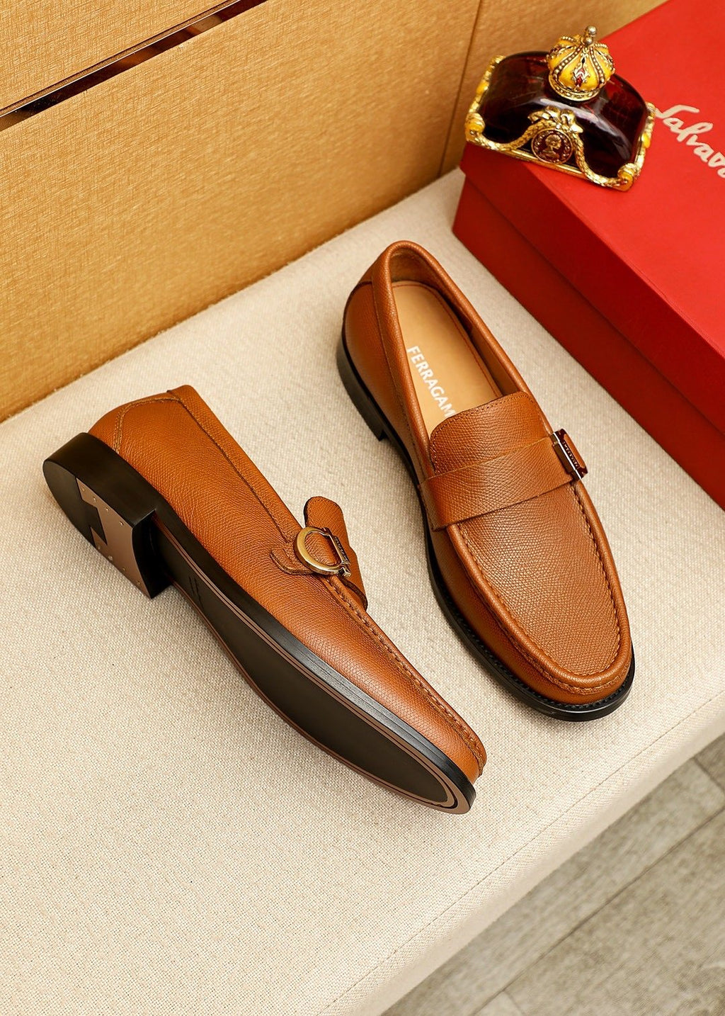Ferragamo Buckle Leather Loafers