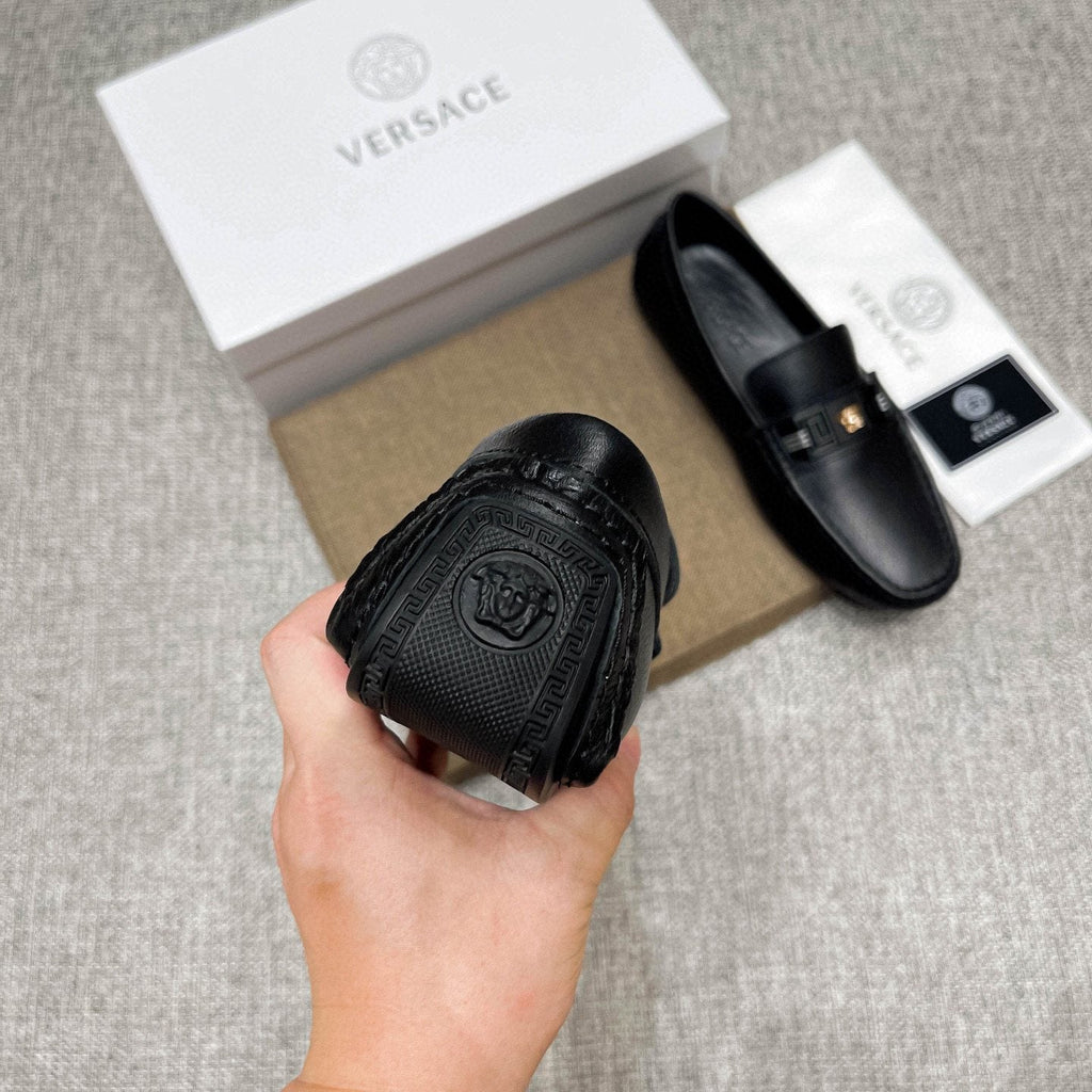 Versace Men's Black Medusa Accent Loafers