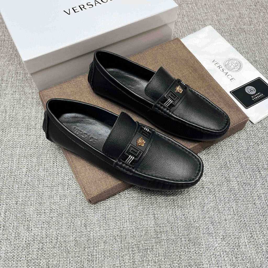 Versace Men's Black Medusa Accent Loafers