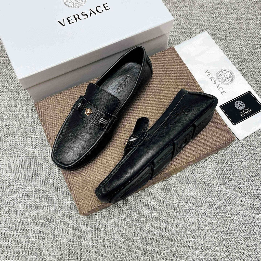 Versace Men's Black Medusa Accent Loafers