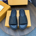 Men's Black Embossed Slide Sandals