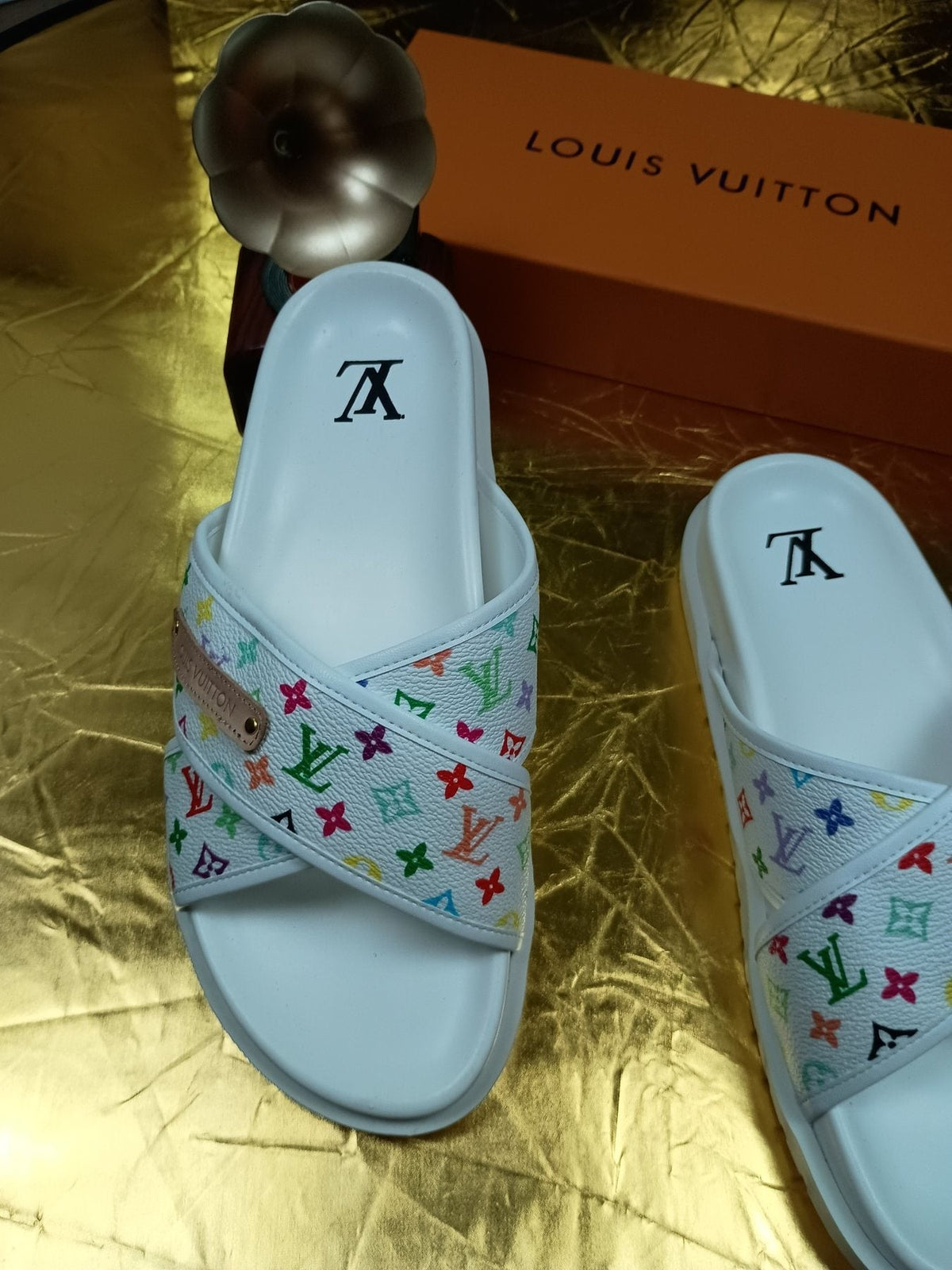 Louis Vuitton Multicolor Monogram Slide Sandals