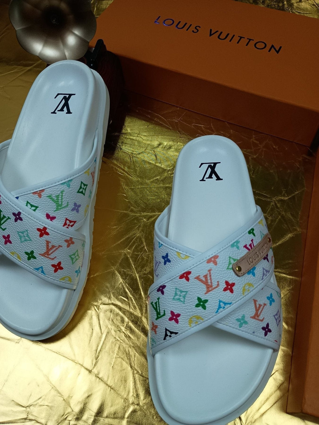 Louis Vuitton Multicolor Monogram Slide Sandals