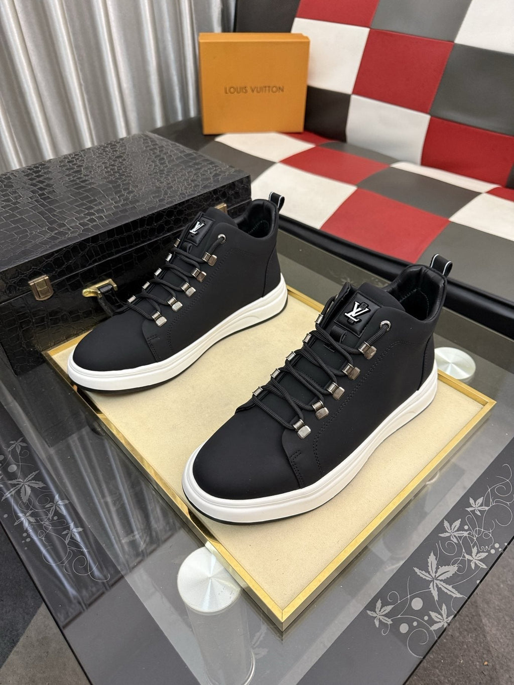 Louis Vuitton Lace-Up High-Top Sneakers