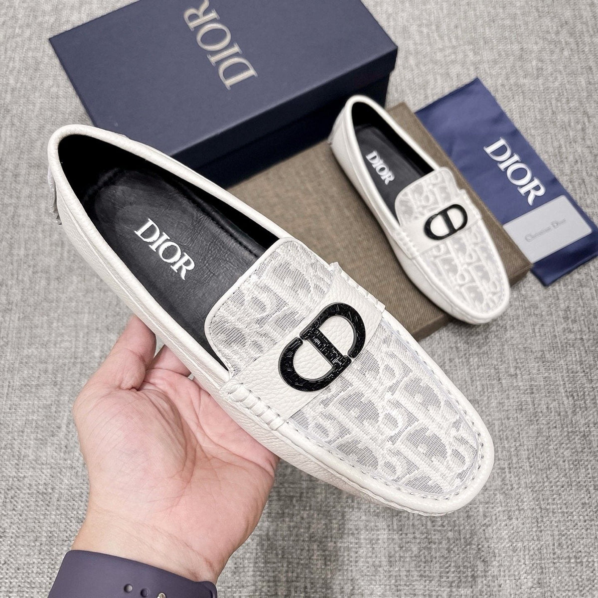 Dior Men's Patterned Vamp Loafers