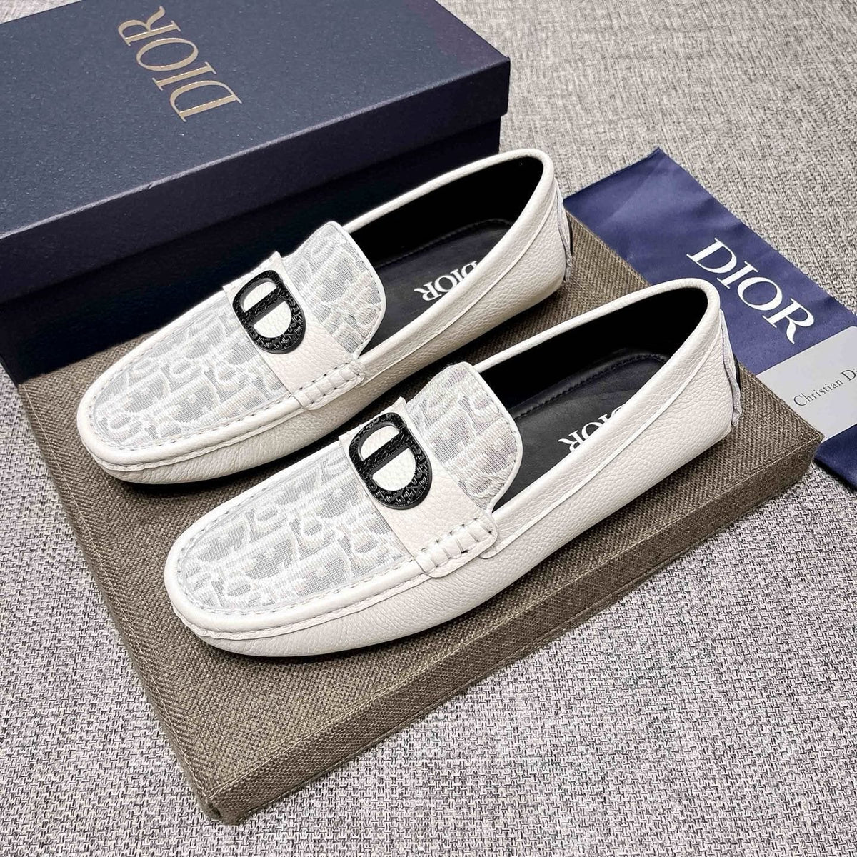 Dior Men's Patterned Vamp Loafers