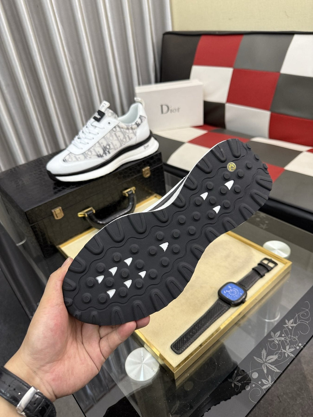 Dior Patterned Panel Low-Top Sneakers - Padded Collar
