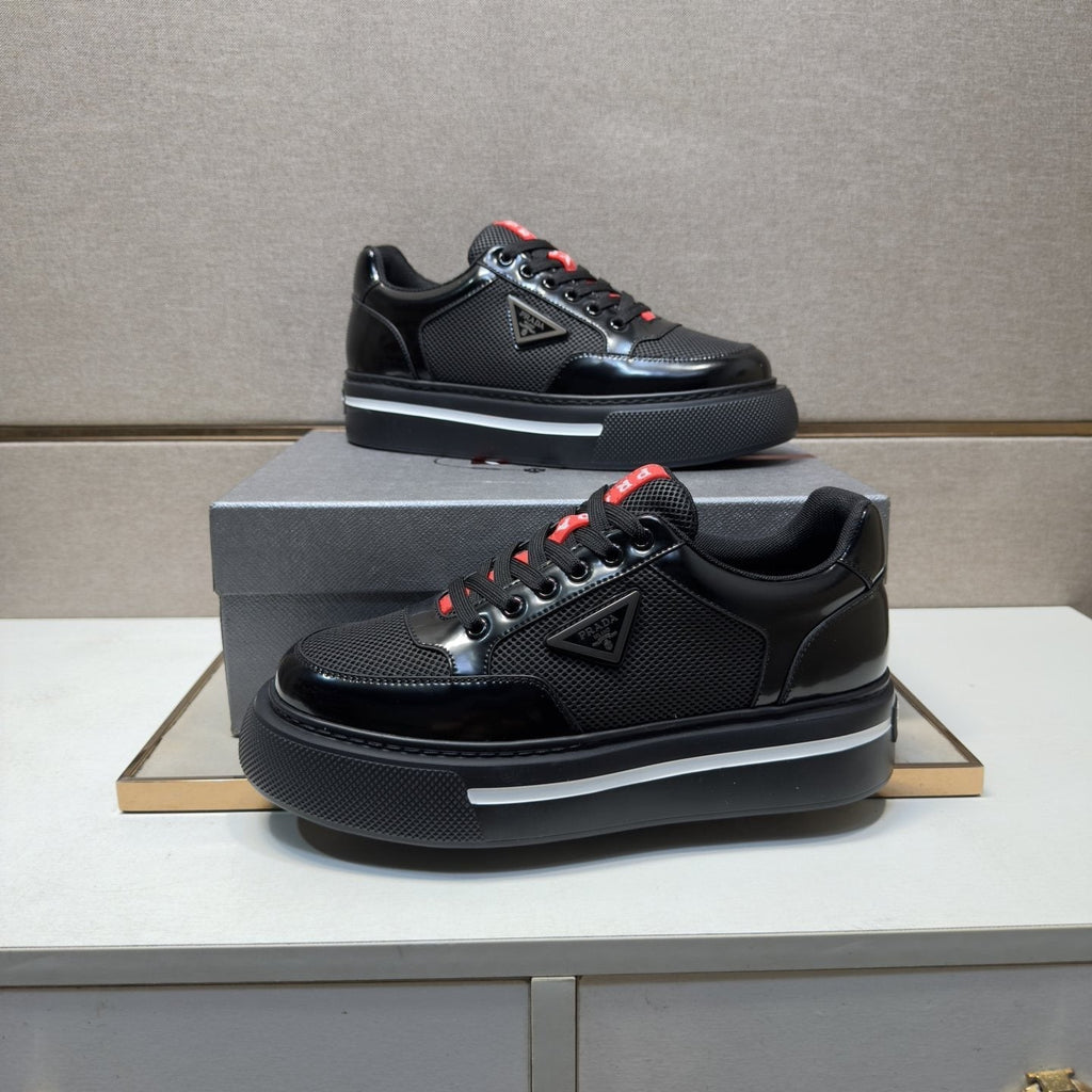Prada Men's Contrast Panel Low-Top Sneakers