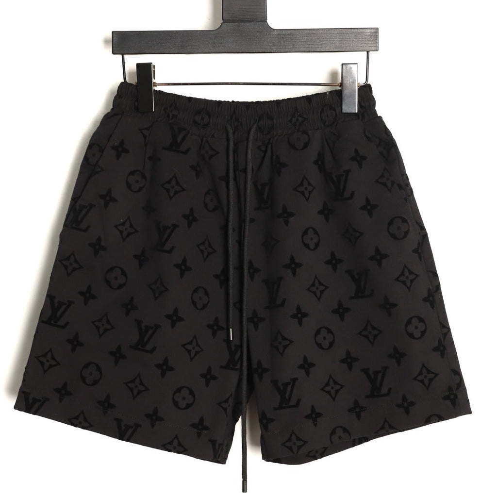 Louis Vuitton Tonal Monogram-Style Drawstring Shorts - Black