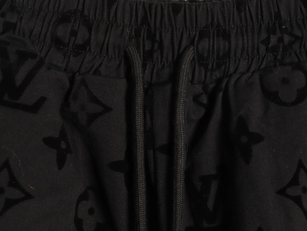 Louis Vuitton Tonal Monogram-Style Drawstring Shorts - Black