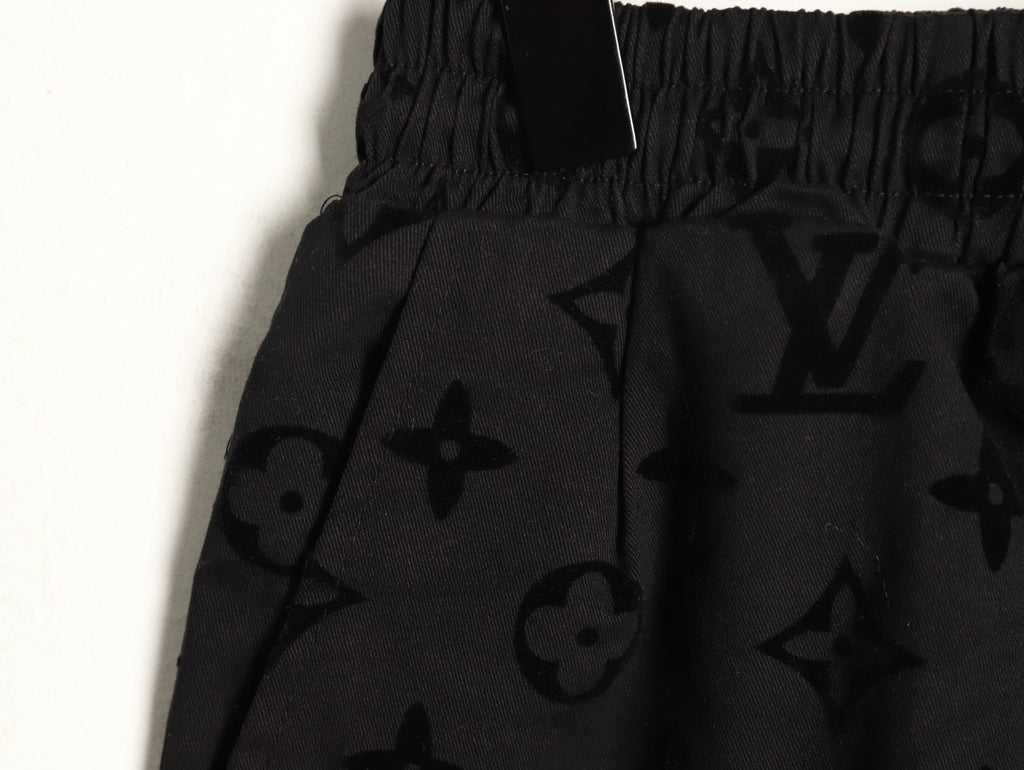 Louis Vuitton Tonal Monogram-Style Drawstring Shorts - Black