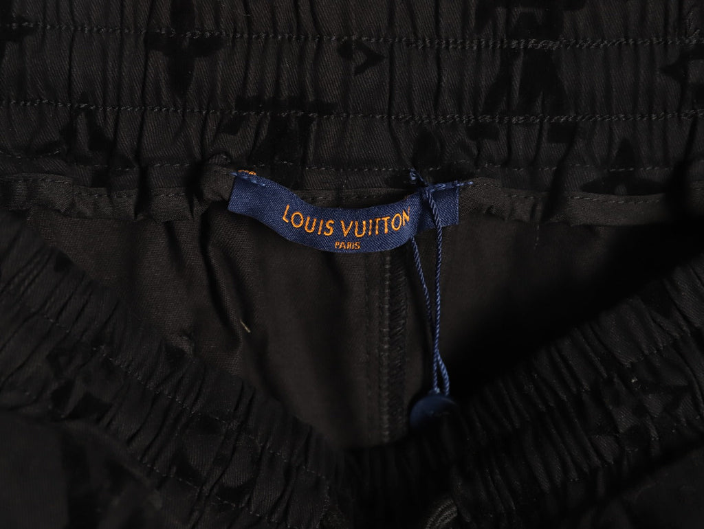 Louis Vuitton Tonal Monogram-Style Drawstring Shorts - Black